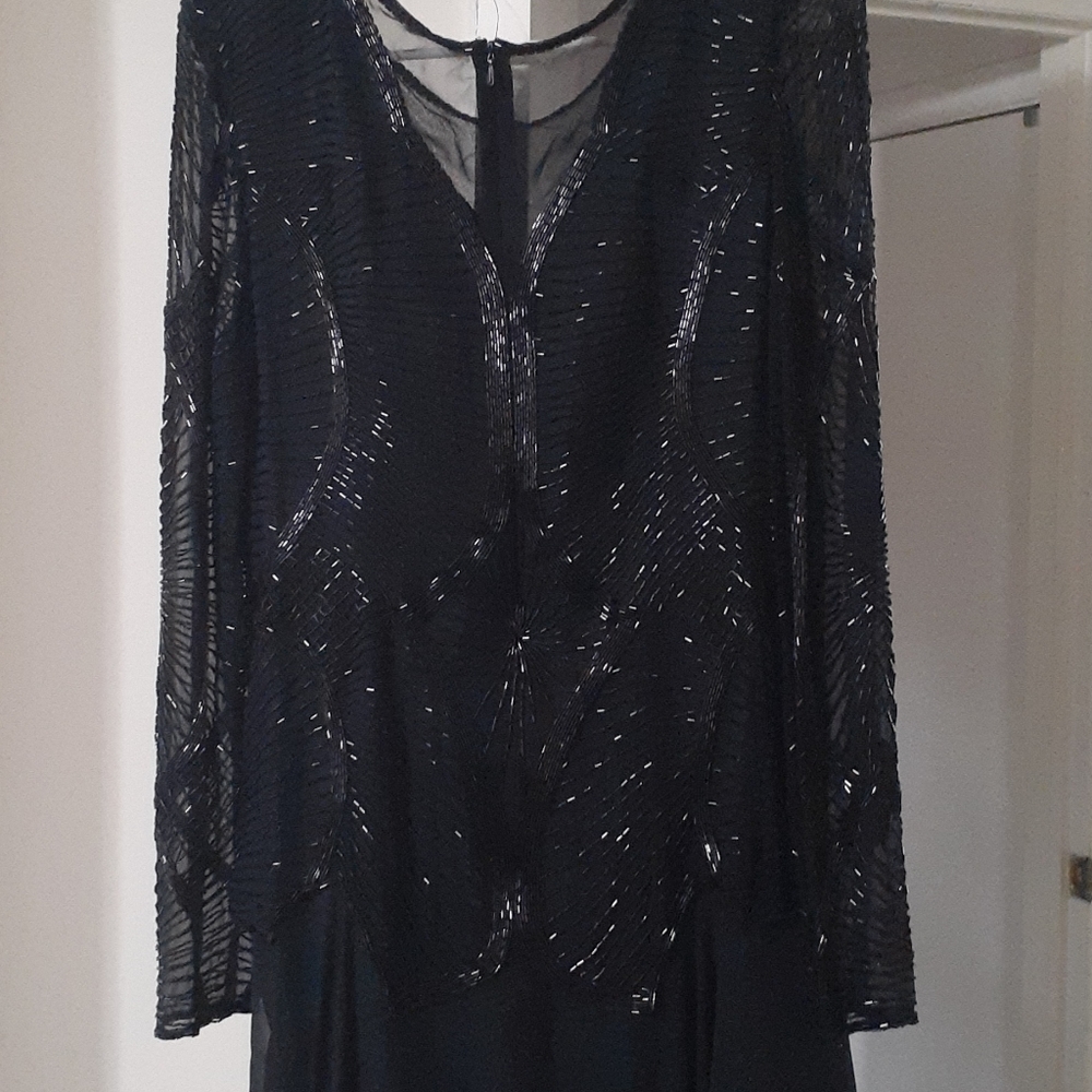 Witchy beaded silk gown, vintage. Sz12